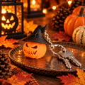 Halloween Kürbis mit Hexenhut Schlüsselanhänger